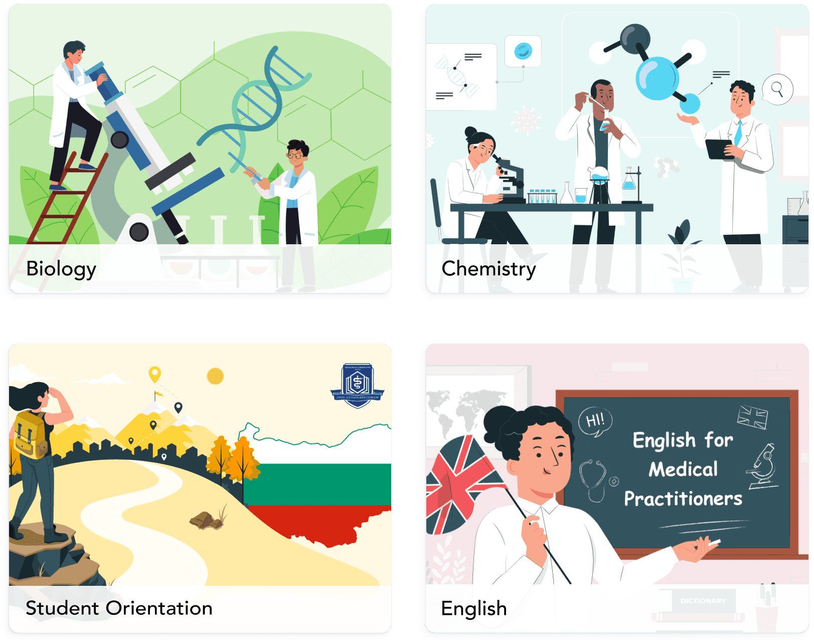 BEMEDI Vorbereitungskurs Fächer Biologie, Chemie, Englisch und Studenten Orientierungsleitfaden. Klicke für mehr Details, Vorbereitungskurs mit Live-Unterricht in Bulgarien für Varna, Sofia, Plowdiw, Plewen & Trakia